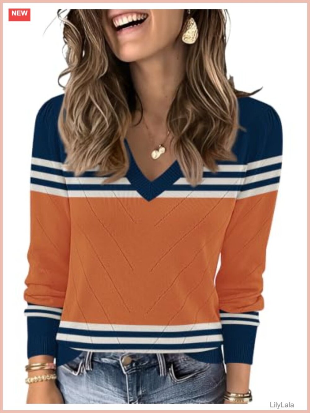 Womens Lightweight Knit V Neck Puff Long Sleeve Pullover Sweater